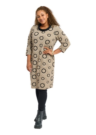 PONT NEUF WYGODNA SUKIENKA CZARNA BEŻOWA WZÓR V566