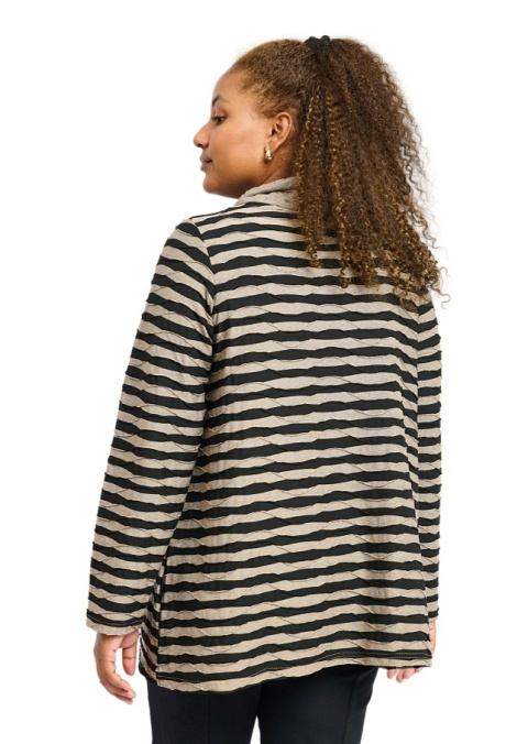 PONT NEUF WYGODNA BLUZKA CZARNA BEŻOWA ASYMETRYCZNY WZÓR WV462