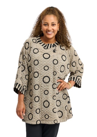 PONT NEUF WYGODNA BLUZKA CZARNA BEŻOWA WZÓR WV470