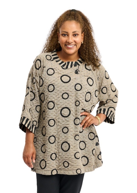 PONT NEUF WYGODNA BLUZKA CZARNA BEŻOWA WZÓR WV470