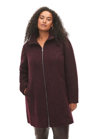ZIZZI BORDOWY PŁASZCZ KURTKA BOUCLE WEŁNA 232B