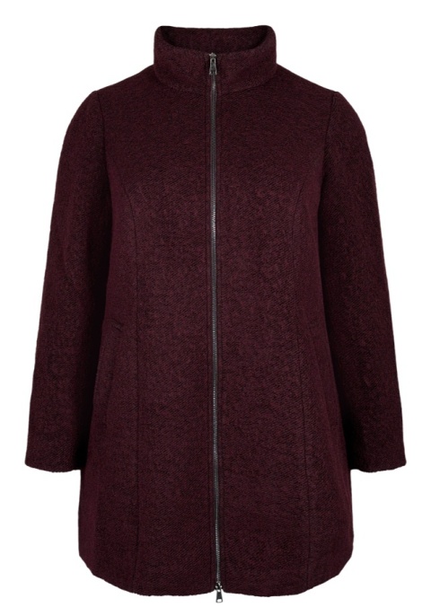 ZIZZI BORDOWY PŁASZCZ KURTKA BOUCLE WEŁNA 232B