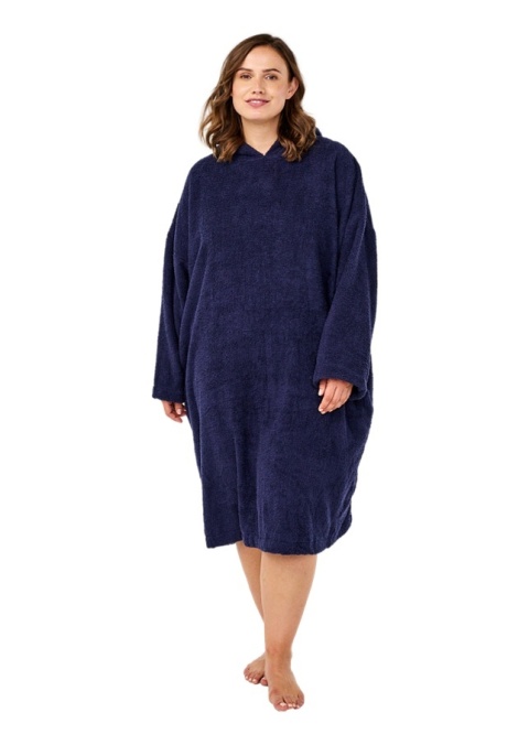 ZIZZI DŁUGIE GRANATOWE PONCHO BLUZA Z KAPTUREM FROTTE 070B ZIZZI DŁUGIE GRANATOWE PONCHO BLUZA Z KAPTUREM FROTTE 070B