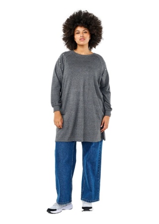 ZIZZI SZARA DZIANINOWA SUKIENKA PEREŁKI 293N