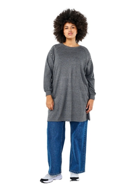 ZIZZI SZARA DZIANINOWA SUKIENKA PEREŁKI 293N