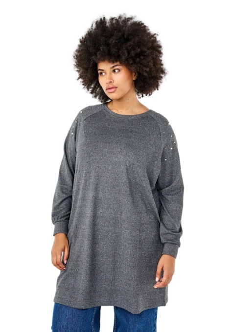 ZIZZI SZARA DZIANINOWA SUKIENKA PEREŁKI 293N