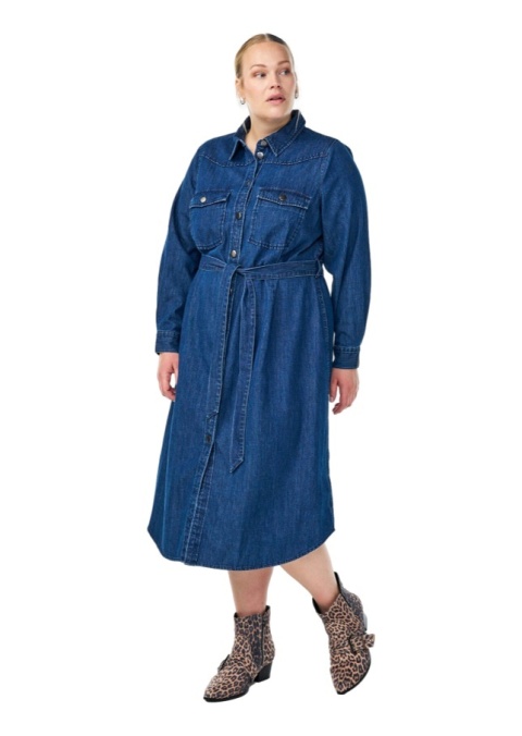 ZIZZI DŁUGA GRANATOWA JEANSOWA SUKIENKA PASEK 149B