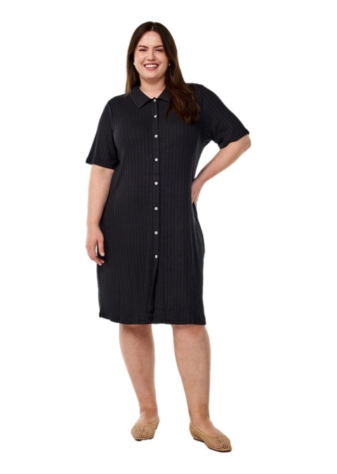 ZIZZI CZARNA DZIANINOWA SUKIENKA PRĄŻKOWANA GUZIKI 683A