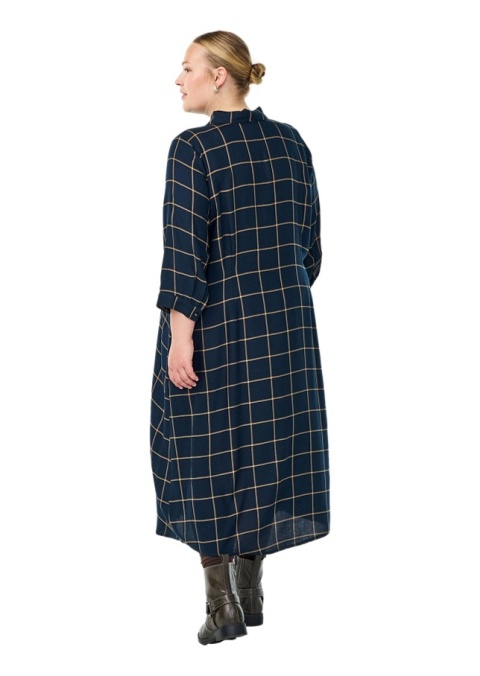 ZIZZI DŁUGA GRANATOWA SUKIENKA KOSZULA KRATA 205B