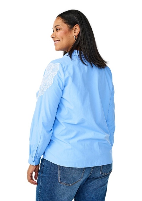 ZIZZI BŁĘKITNA KOSZULA KORONKOWE DETALE 363A