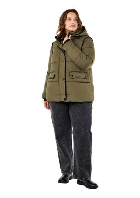 ZIZZI KRÓTKA ZIELONA KURTKA PUCHOWA DETALE 381B