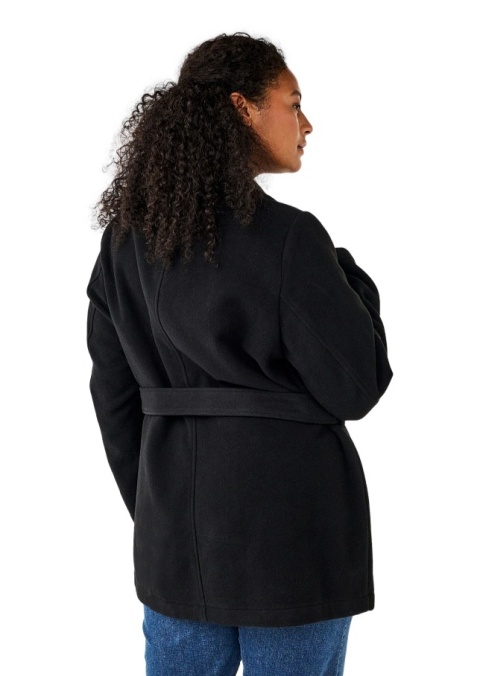 ZIZZI KRÓTKI PŁASZCZ KURTKA CZARNY WEŁNA 419A