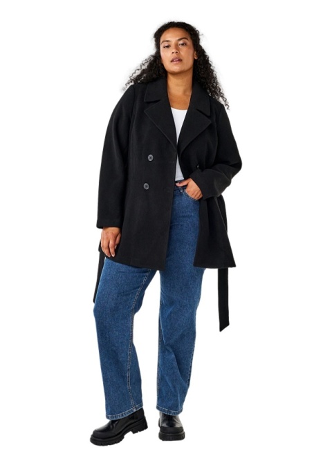 ZIZZI KRÓTKI PŁASZCZ KURTKA CZARNY WEŁNA 419A