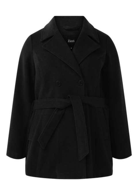 ZIZZI KRÓTKI PŁASZCZ KURTKA CZARNY WEŁNA 419A