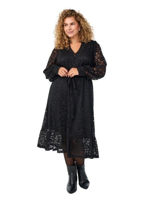 ZIZZI ELEGANCKA CZARNA SUKIENKA KORONKOWA 401A