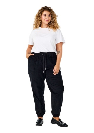 ZIZZI CZARNE LUŹNE SZTRUKSOWE SPODNIE GUMKA 541A