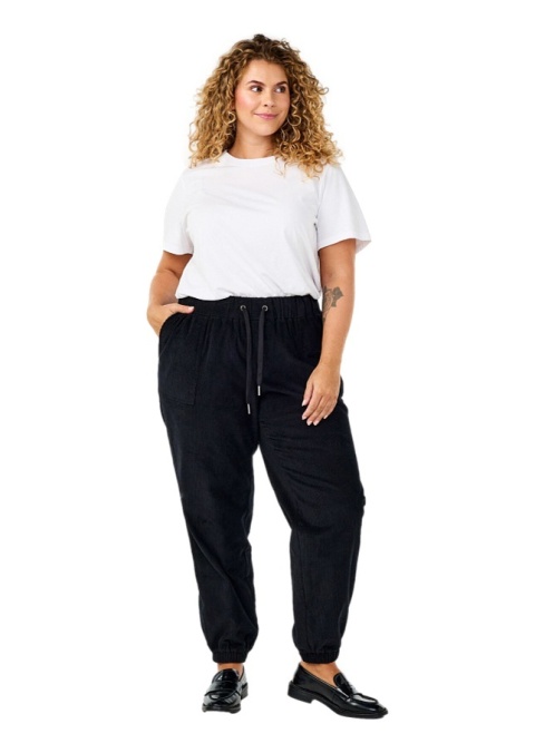 ZIZZI CZARNE LUŹNE SZTRUKSOWE SPODNIE GUMKA 541A