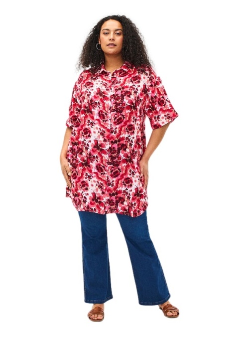 ZIZZI DŁUGA KOSZULA TUNIKA KWIATY BAWEŁNA 064B