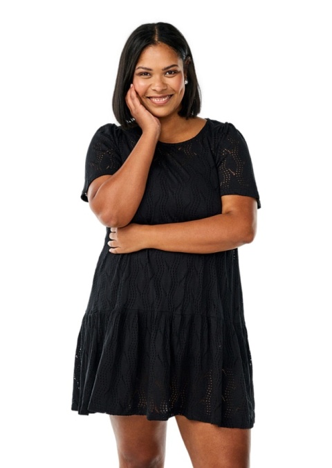 ZIZZI ELEGANCKA CZARNA SUKIENKA AŻUR 049A