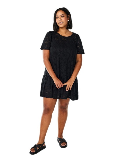 ZIZZI ELEGANCKA CZARNA SUKIENKA AŻUR 049A