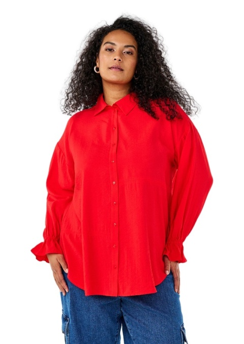 ZIZZI ELEGANCKA CZERWONA BLUZKA KOSZULA DETALE 283A