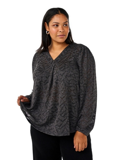 ZIZZI ELEGANCKA SZARA BLUZKA BROKAT WZÓR 422A