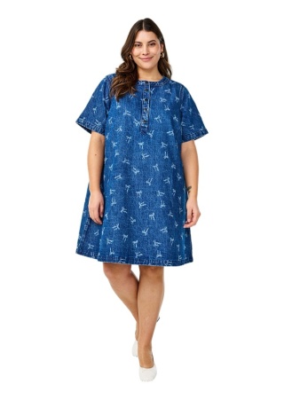ZIZZI NIEBIESKA JEANSOWA SUKIENKA WZÓR BAWEŁNA 088C