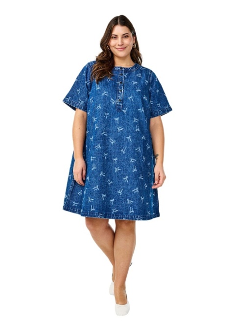 ZIZZI NIEBIESKA JEANSOWA SUKIENKA WZÓR BAWEŁNA 088C