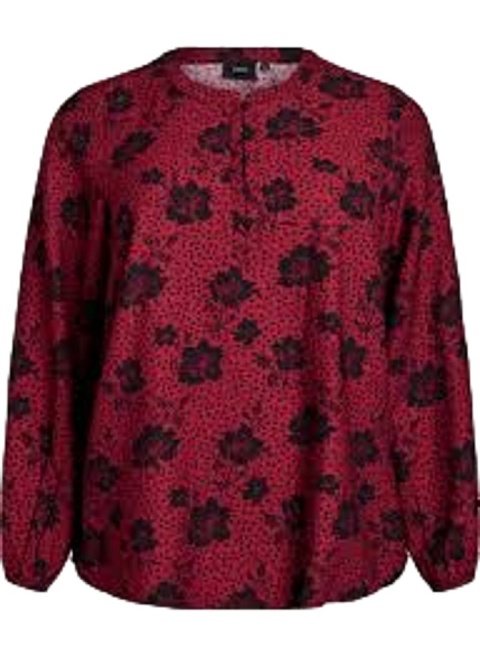 ZIZZI PIĘKNA BORDOWA BLUZKA KWIATY 492C