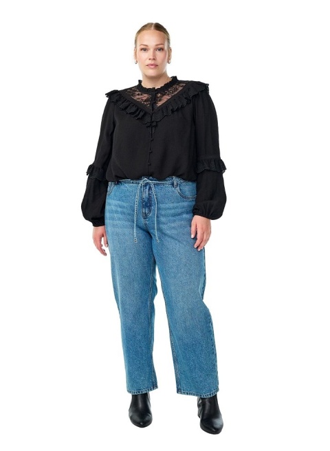 ZIZZI PIĘKNA CZARNA BLUZKA FALBANKI 204A