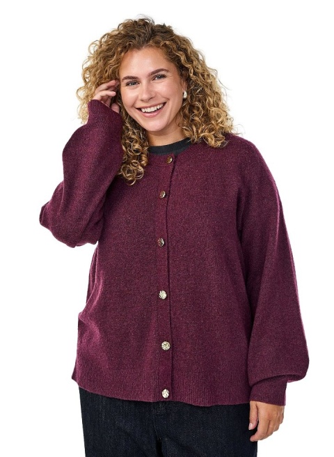 ZIZZI PIĘKNY KARDGIAN SWETER BORDOWY DZIANINA GUZIKI 473C