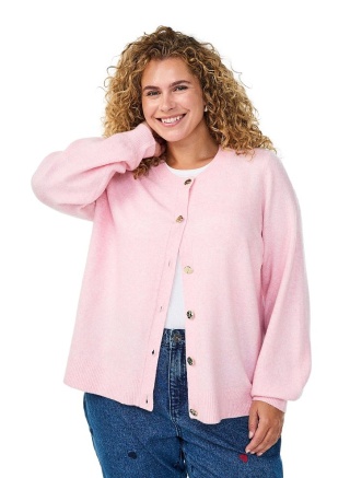 ZIZZI PIĘKNY KARDGIAN SWETER RÓŻOWY DZIANINA GUZIKI 473C