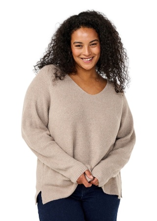 ZIZZI PIĘKNY BEŻOWY SWETER BLUZKA DZIANINA 421A