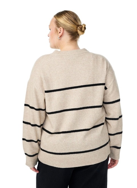 ZIZZI PIĘKNY SWETER BEŻOWY PASKI 473A