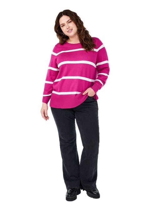 ZIZZI RÓŻOWA DZIANINOWA BLUZKA SWETER PASKI 099L