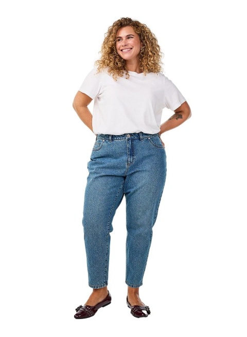 ZIZZI SPODNIE JEANSY NIEBIESKIE MOM FIT BAWEŁNA 042N