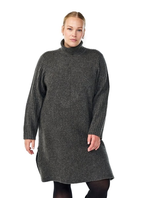 ZIZZI SZARA SUKIENKA DZIANINOWA PRĄŻKI GOLF 517D