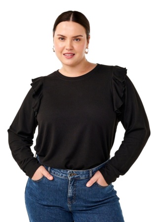 ZIZZI WYJĄTKOWA CZARNA BLUZKA FALBANA 293C