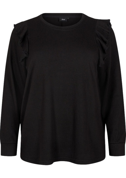 ZIZZI WYJĄTKOWA CZARNA BLUZKA FALBANA 293C