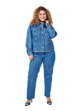 ZIZZI WYJĄTKOWE JEANSY SPODNIE Z KRYSZTAŁKAMI 090C