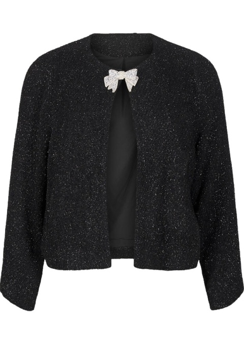 ZIZZI CZARNY ŻAKIET BROKAT KOKARDA 288A