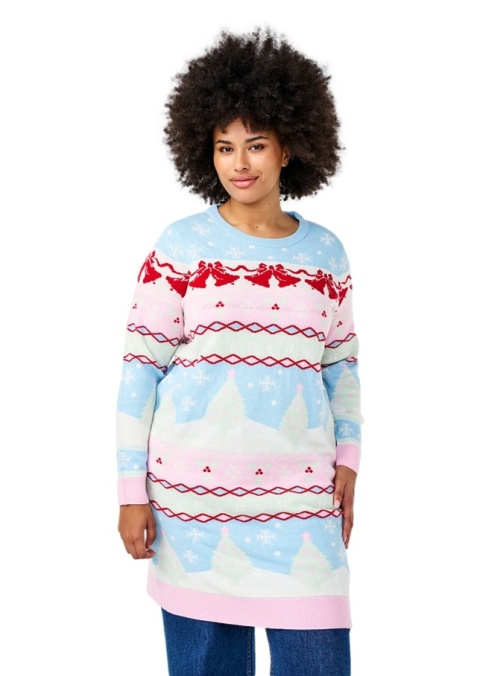 ZIZZI DZIANINOWA SUKIENKA TUNIKA ŚWIĄTECZNY WZÓR 357B