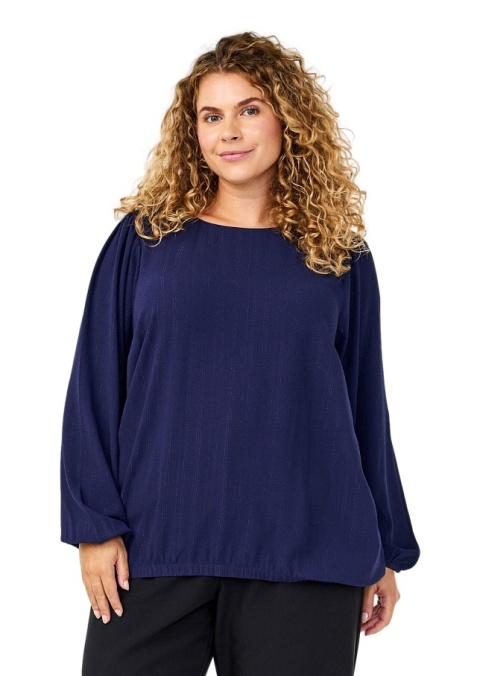 ZIZZI ELEGNCKA GRANATOWA BLUZKA SREBRNA NITKA 000R