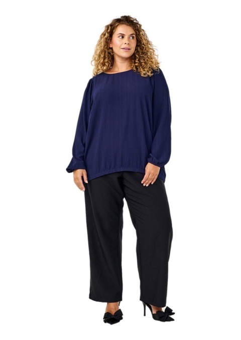 ZIZZI ELEGNCKA GRANATOWA BLUZKA SREBRNA NITKA 000R