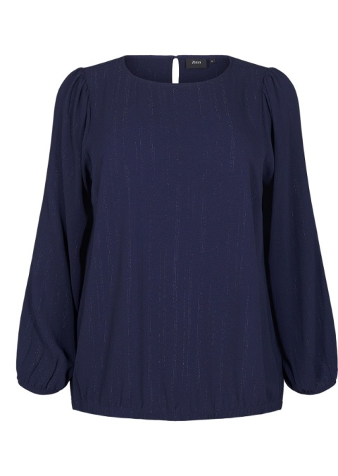 ZIZZI ELEGNCKA GRANATOWA BLUZKA SREBRNA NITKA 000R