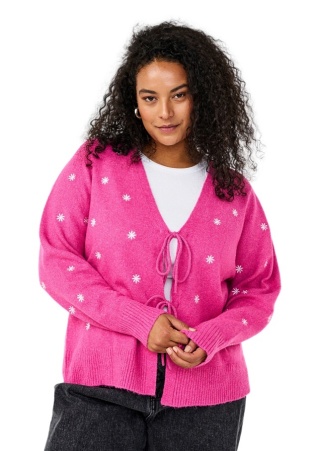 ZIZZI RÓŻOWY DZIANINOWY WIĄZANY KARDIGAN HAFT 421B