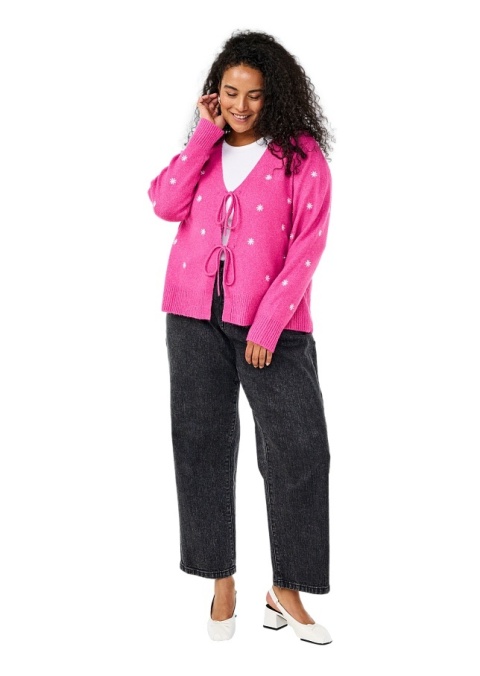 ZIZZI RÓŻOWY DZIANINOWY WIĄZANY KARDIGAN HAFT 421B