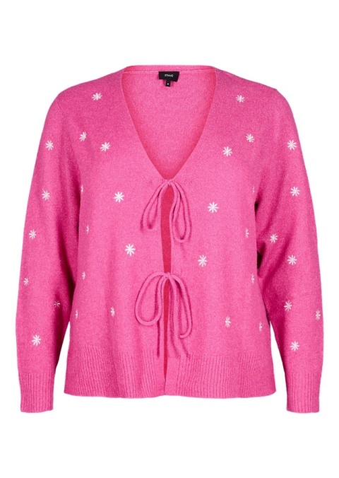 ZIZZI RÓŻOWY DZIANINOWY WIĄZANY KARDIGAN HAFT 421B