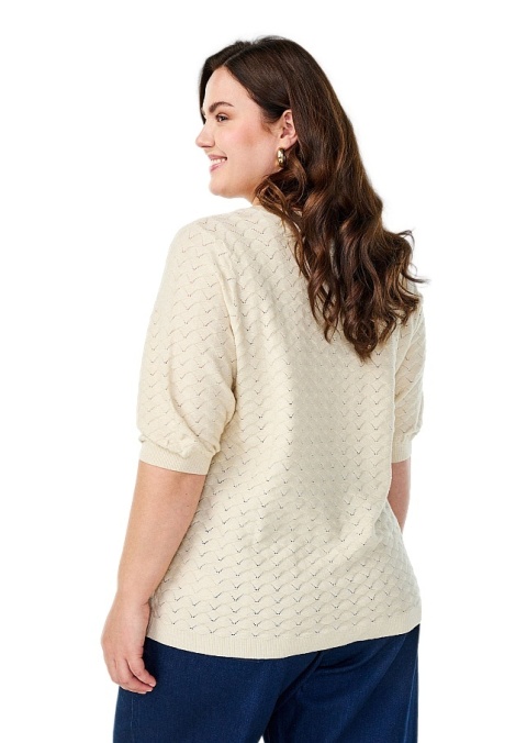 ZIZZI BEŻOWA DZIANINOWA BLUZKA AŻUROWY WZÓR 434C