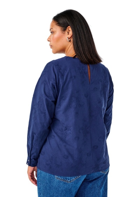 ZIZZI ELEGANCKA GRANATOWA BLUZKA BAWEŁNA HAFT 525A